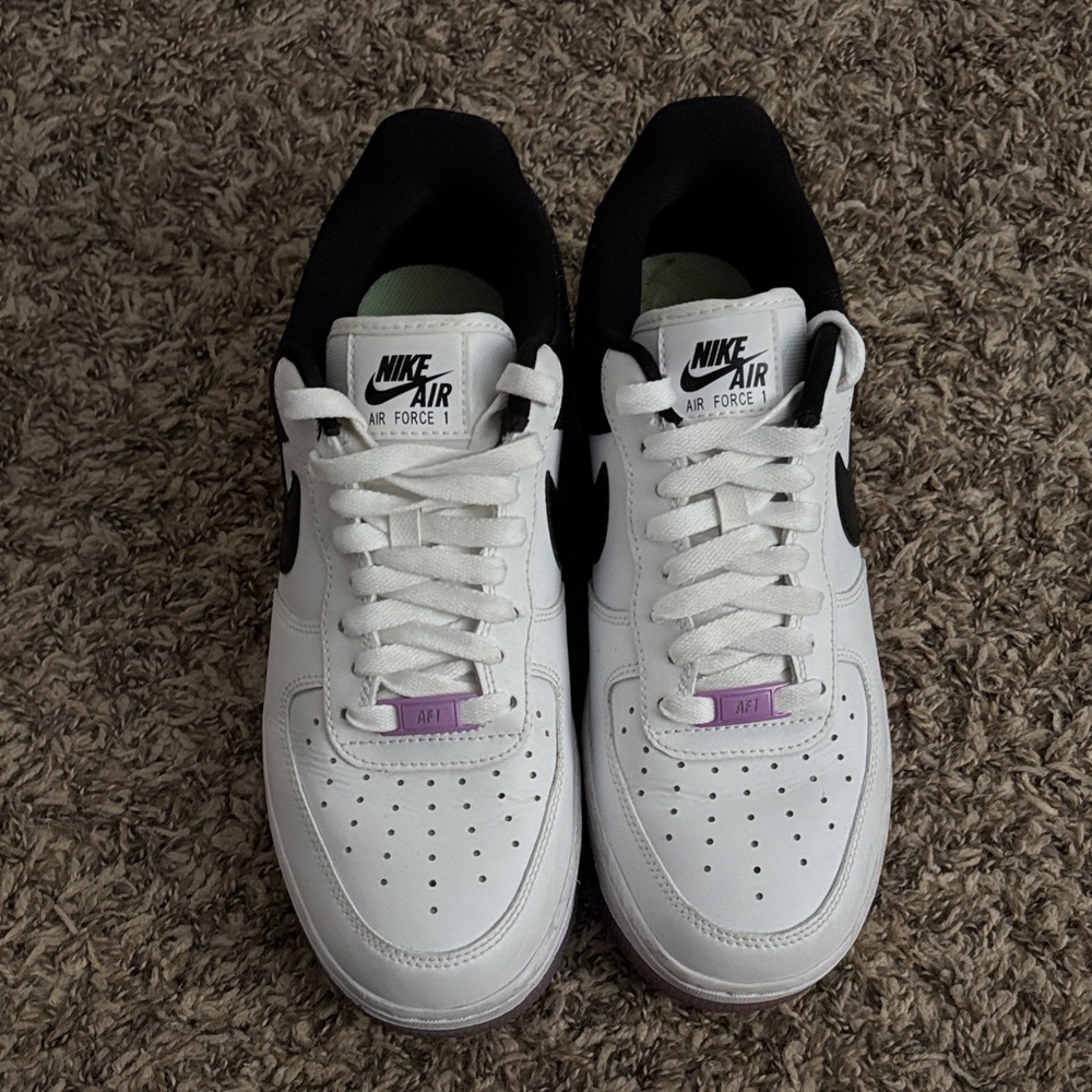 Nike Air Force 1 White with Black and Purple Accents